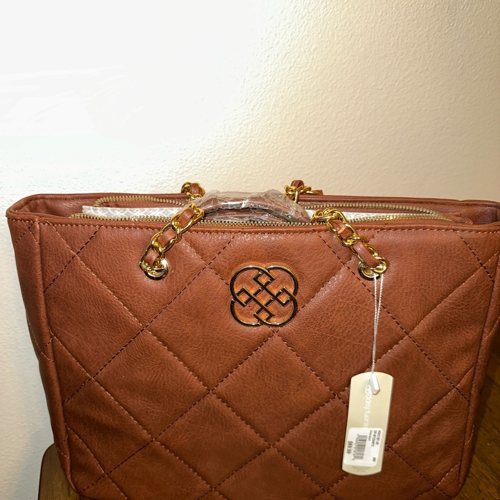Daisy Fuentes Brown and Gold Quilted Tote